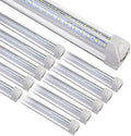Henwsi 8FT LED Shop Light Fixture, White 10 Pack T8 Integrated Tube Lights, 72W 9500LM 6500K High Output Clear Cover, V Shape 270 Degree Lighting for Garage Warehouse, Upgraded Lights Plug and Play by Henwsi
