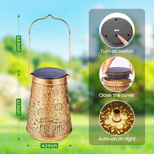 4 Pack Solar Lanterns Outdoor Waterproof, Birthday Gifts for Women Mom - Image 5