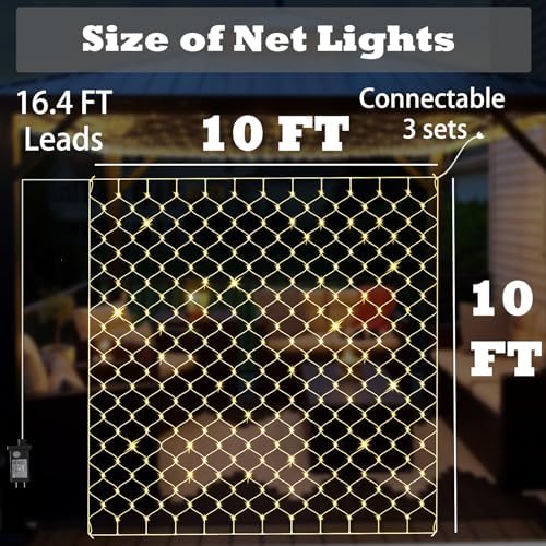 LED Net Lights, 360L 10×10 FT Outdoor Mesh Lights for patio, Pergolas - Image 3