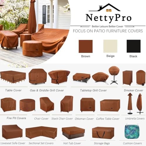 NettyPro Grill Cover Heavy Duty Waterproof 44 inch, Outdoor 2 Burners Gas BBQ Cover for Outside Weber, Char-Broil, Brinkmann, Nexgrill Barbecue, Brown - Image 7