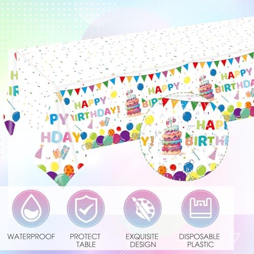 41Pcs Happy Birthday Decorations Colorful Birthday Party Supplies Set Rainbow Color Balloons Design Happy Birthday Paper Plates Napkins Tablecloth丨Birthday Decorations for Boys Girls Kids,Serve 20 - Image 5