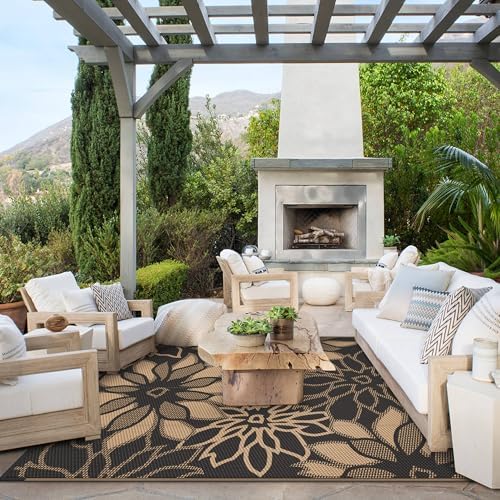 GENIMO Outdoor Rug, Waterproof Plastic Rugs for Patio, 5'x8' Brown - Image 3