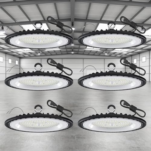6 Pack UFO High Bay LED Shop Lights 200W, 21000 LM, 5000K, AC110-277V - Image 2