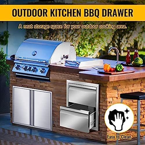 Outdoor Kitchen Drawers, Triple BBQ Drawers Stainless Steel Built-in Drawer For Outdoor Kitchen Island, Patio Grill Station,Double Drawers - Image 7