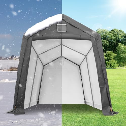 8x14 Ft Outdoor Storage Shelter, Heavy Duty Waterproof Portable Shed with Roll-up Zipper Door and Ventilated Windows for Motorcycle, Bike, Tools - Image 3