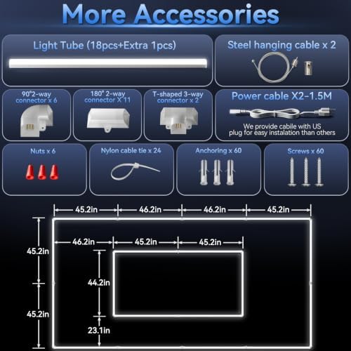 LZHOME LED Garage Lights: Super Bright Suspendable or Surface-Mounted Square Garage Lights, 5000K Natural White LED Lighting Hexagon Shop Light for Warehouse Gym Barber's Shop - Image 6