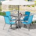 TLSUNNY 5 Pieces Patio Dining Set for 4, Glass Table and Textilene Chair by TLSUNNY