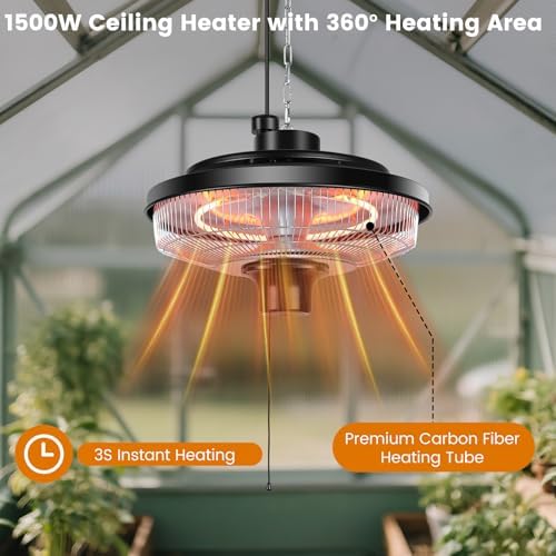 Fanspex 1500W Electric Ceiling Heater for Home, Patio, Gazebo & Greenhouse - Image 6