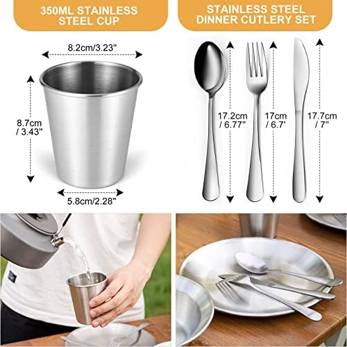 Odoland Stainless Steel Camping Mess Kit for Outdoor Family & Person - Image 4