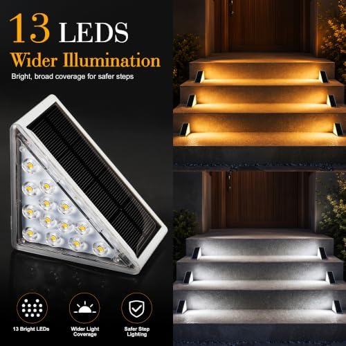AUDLES Solar Step Lights Outdoor Waterproof IP67-13 LED Solar Stair Lights with 3000K/6000K Dual Color Temp, Auto On/Off Outdoor Lights for Deck, Patio, Pathway, Porch -16 Pack - Image 3