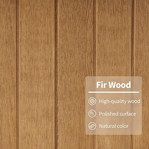 MCombo Outdoor Storage Cabinet with Shelves, Wood Garden Shed with Floor, Outside Tool Shed with 2 Lockable Doors for Yard Patio Lawn, 1400 (Natural) - Image 7