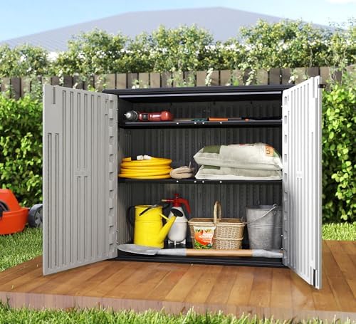 ZZM 37 Cu.ft Outdoor Storage Cabinet with One Tool Kit, Horizontal Storage Shed for Garage, Bike, Garbage Cans, Garden Accessories - Image 6