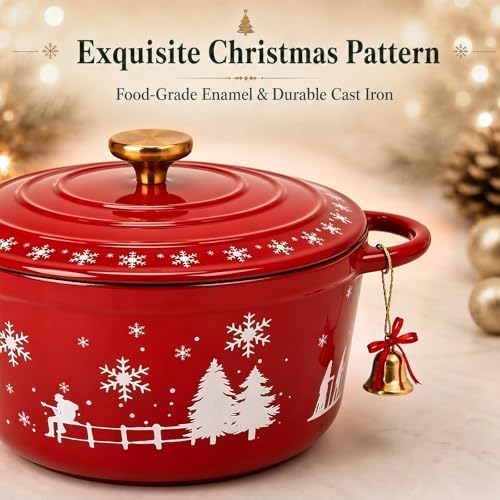 5QT Enameled Cast Iron Dutch Oven with Lid, Pot for Sourdough Bread Baking - Image 6