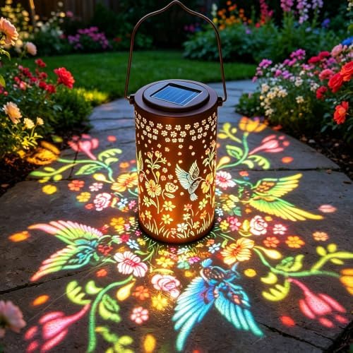 Hummingbird Colorful Solar Lantern Outdoor Waterproof, Garden Gift by Ziraisys