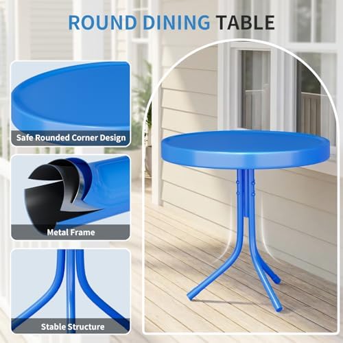 Outdoor 3-Piece Metal Bistro Set, Patio Conversation Set of 2,Blue - Image 6