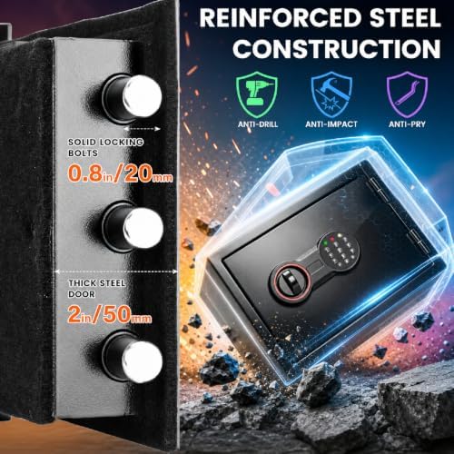 [2026 0.5H 1700°F] Small Fireproof Safe, 22Lbs Heavy Duty Fire Safe Box - Image 4