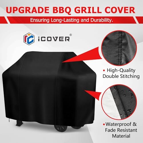 iCOVER Grill Cover 58 Inch, BBQ Grill Cover for Outdoor Grill, Anti-UV & Fade Resistant Gas Grill Cover, Waterproof Barbecue Grill Covers for Weber, Char-Broil, Nexgrill and More Grills. - Image 5