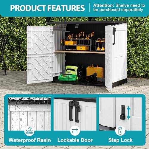 Horizontal Resin Storage Shed 36 Cu Ft with Lockable Doors, Portable Outdoor Storage Cabinet -Waterproof Outdoor Storage Box for Backyards, Easy to Assemble - Image 4