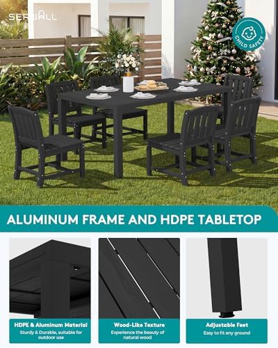 SERWALL Outdoor Expandable Dining Table 60" - 83", Black - Image 2