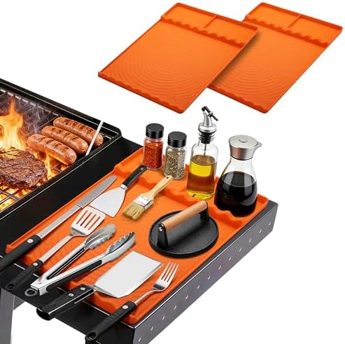 Silicone Grill Mat for Blackstone Griddle Accessories (Orange-2Pack) by Nancyl