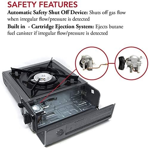 Gas One Portable Butane Camping Stove with Case: Automatic Ignition, Precise Heat Control - Camping & Tailgating and Outdoor Cooking - Image 5