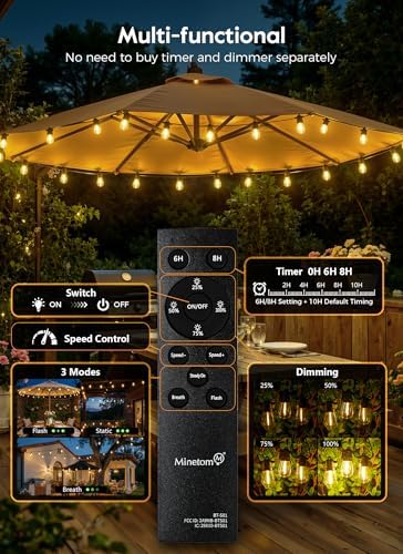 Minetom 163FT Solar String Lights Outdoor Waterproof,S14 Patio Lights - Image 4