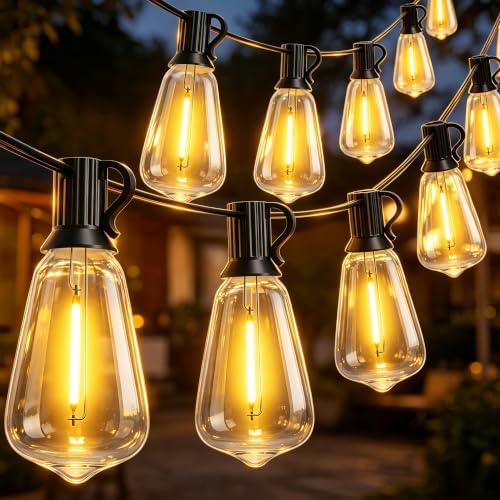 Outdoor String Lights,120FT 60+2 ST38 Shatterproof Vintage Edison LED Bulbs by Outdoorlights