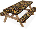 Picnic Table Cover with Bench Covers, Camping Essentials, Sunflower Flower Leaves Waterproof Windproof Patio Table Cover, Fitted Tablecloth Cover with Elastic Edge for Indoor Outdoor 3 PCS 30x60 Inch by Xguatan