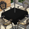 LUSHVIDA Square Outdoor Tablecloth with Umbrella Hole 60x60 Inch Black by LUSHVIDA