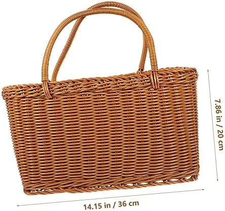 Rattan Woven Storage Basket, Home, Sturdy Beige Plastic Container - Image 2
