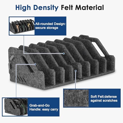 Pistol Rack for Gun Safe, Soft Felt, Handgun Rack, Revolver Firearm Holder - Image 3