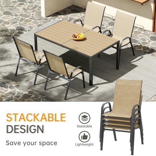 PIZZELLO 5-Piece Outdoor Dining Set w/ 60" Outdoor Table and 4 Chairs - Image 4