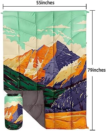 Outdoor Puffy Camping Blanket, Large Outdoor Blanket Waterproof, 55*79'' - Image 2