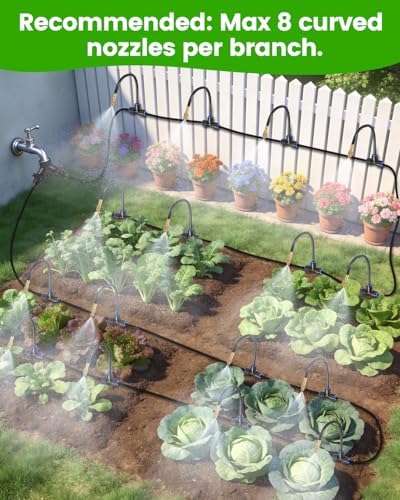 120FT Drip Irrigation System for Garden with 18 Nozzles –360° Adjustable Misting Nozzles, Quick-Connect Design, Ideal for Raised Beds, Lawns, Greenhouses & Outdoor Cooling - Image 2