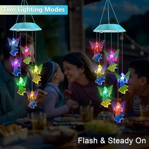 Solar Wind Chimes Outdoor, Color Changing Angel Gift for Mom Grandma - Image 3