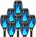 8 Pack Solar Lights Outdoor, Blue Flickering Flame Torches by SPRKLINLIN