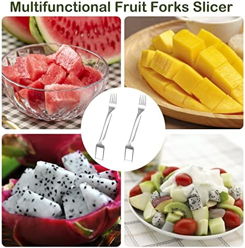 2Pcs Watermelon Fork Slicer Cutter, Stainless Steel 2-in-1 Watermelon Fork Slicer, Portable Watermelon Fork Watermelon Cutter Slicer Tool Fruit Forks Slicer for Home Party Camping Kitchen Gadget - Image 6