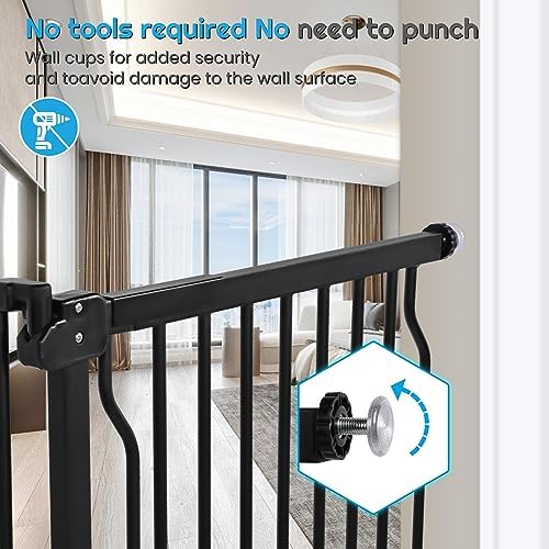 owlie 75 to 85 Inch Extra Wide Baby Gate with Door for Stairs Doorways - Image 5