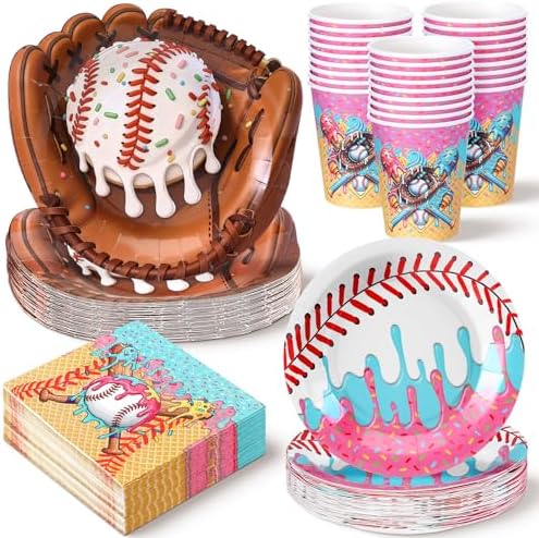Suclain 150 Pcs Ice Cream Drip Baseball Tablewear, Baseball Party Supplies by Suclain