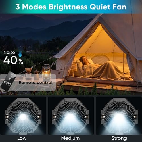 Portable Misting Fan for Outside, 70Hrs Camping Mister Fan,15L Cooling Fan with Remote, Ice Fan with 4 Spray Speeds,4 Misting Modes,3 Light Modes for Garden/Camping/Party/Fishing - Image 6
