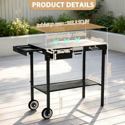 Grill Cart - 31" L×29" H×18" W Heavy Duty Pizza Oven Stand - Image 2