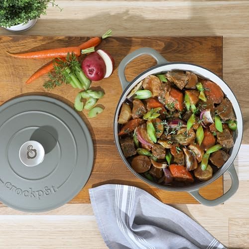 Crock-Pot Artisan 5-Quart Round Cast Iron Dutch Oven with Lid – Matte Green, Durable Oven Safe Cookware - Image 3