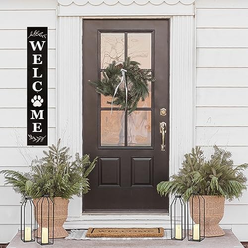 Perfnique Modern Farmhouse Lantern Decor, 19.7'' 22'' Set of 2 Black Metal Lanterns, 2 LED 6hr Timer Flickering Flameless Candles, Lanterns Decorative for Porch, Patio, Fireplace Mantle, Christmas - Image 6