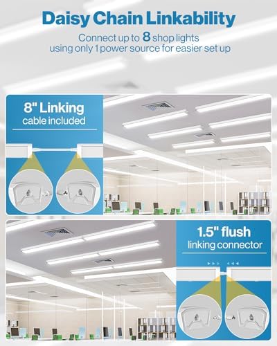 Sunco 2 Pack LED Shop Lights 4ft, Wraparound Fixtures, 40W=300W, Linkable - Image 3