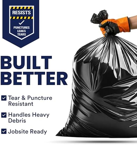 Plasticplace Contractor Trash Bags 42 Gallon 3.0 Mil Rolls Black Heavy Duty Garbage Bag 33.6” x 47.6” (32 Count) - Image 3