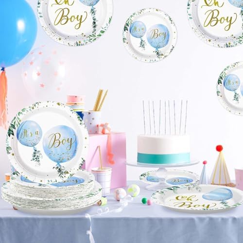 Grencian 96 PCS Boy Watercolor Blue Balloon Party Supplies, Serves 24 - Image 5
