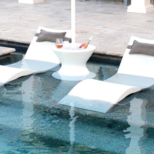 Ledge Lounger Pool Side Table, Ice Bin in Pool Table with Umbrella Hole - Image 2