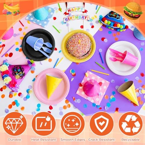 Plastic Plates 9 Inch Plastic Solid Round Party Dessert Dinner Plates for Weddings Party BBQs Birthday Camping and Anniversary (50, Green) - Image 5