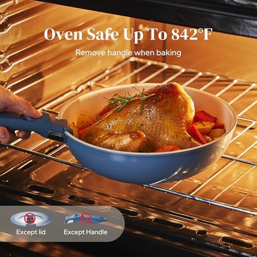 Redchef Ceramic Cookware Set 16 Pcs, Removable Nonstick Pots and Pans Set - Image 3