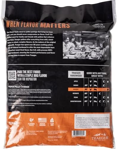 Traeger Grills Hickory 100% All-Natural Wood Pellets for Smokers and Pellet Grills, BBQ, Bake, Roast, 18 lb. Bag - Image 2